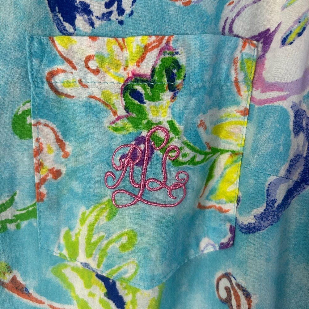 Lauren Ralph Lauren women .Blue Pink Sleeveless Midi Dress 100% cotton Vacation. - Picture 6 of 12